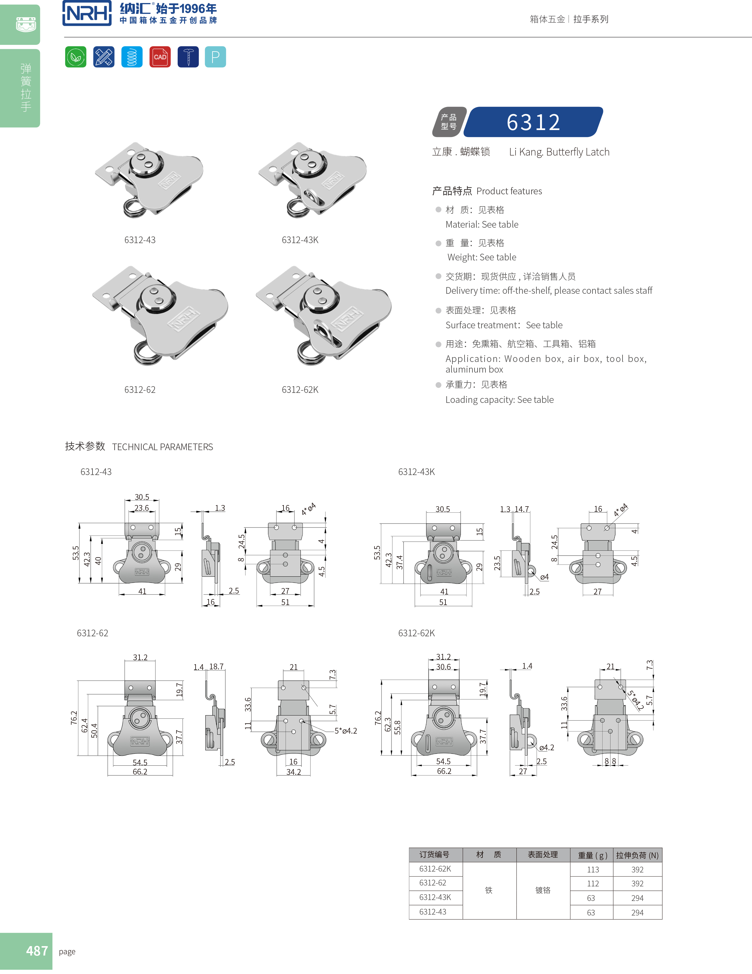 蝴蝶鎖芯6312-62割草機箱扣_防摔空投箱扣_NRH納匯發(fā)電機鎖扣