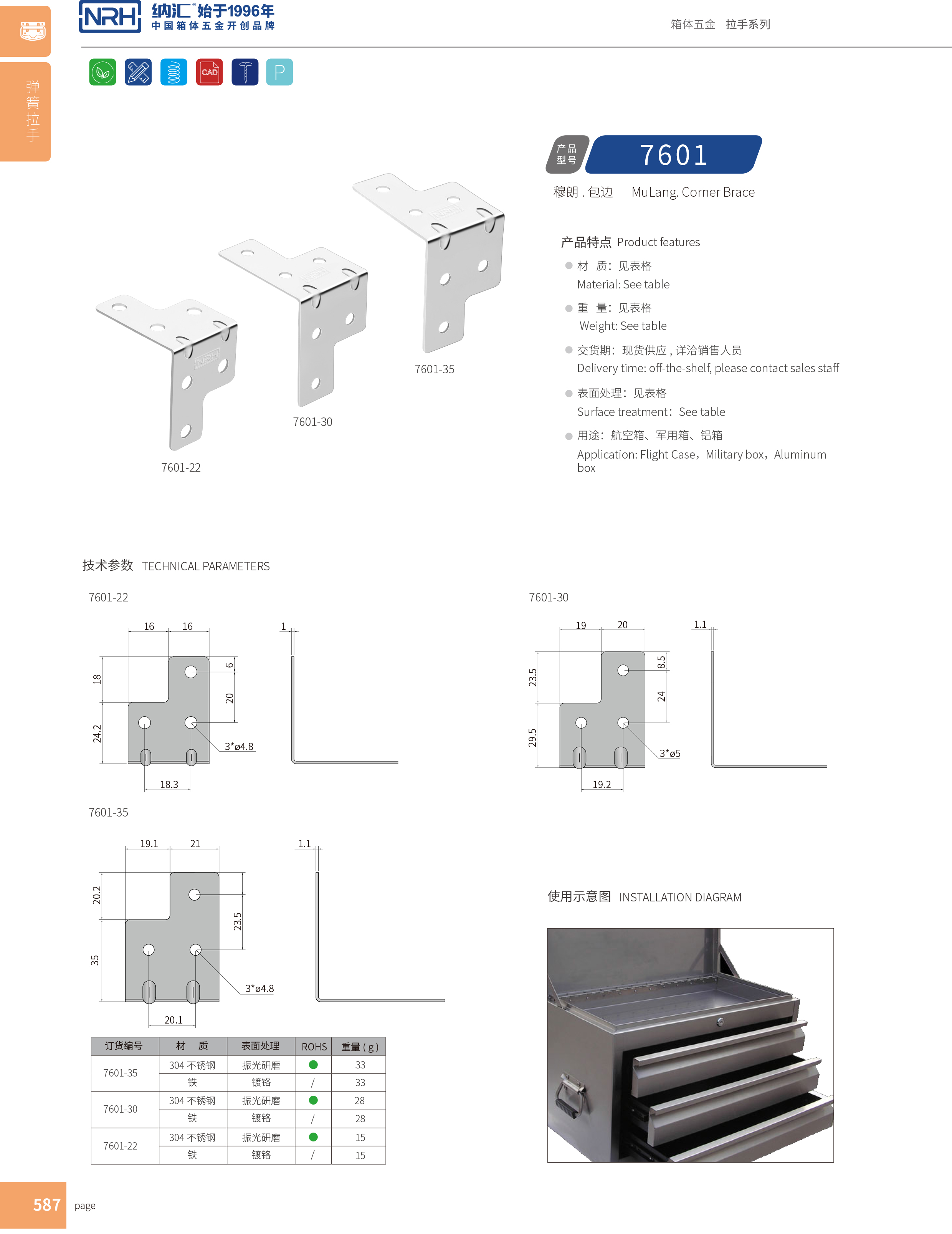 包邊7601-30箱體護(hù)角_重型木箱護(hù)角_NRH納匯包邊 