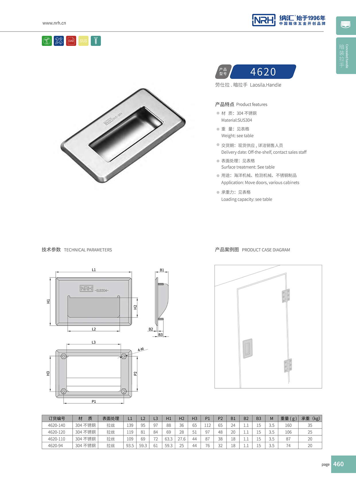 納匯/NRH 4620-120 箱環(huán)拉手